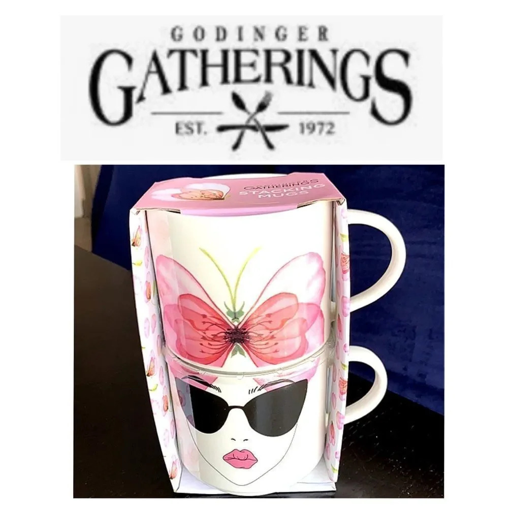 Godinger Gatherings stackable Bone China mugs